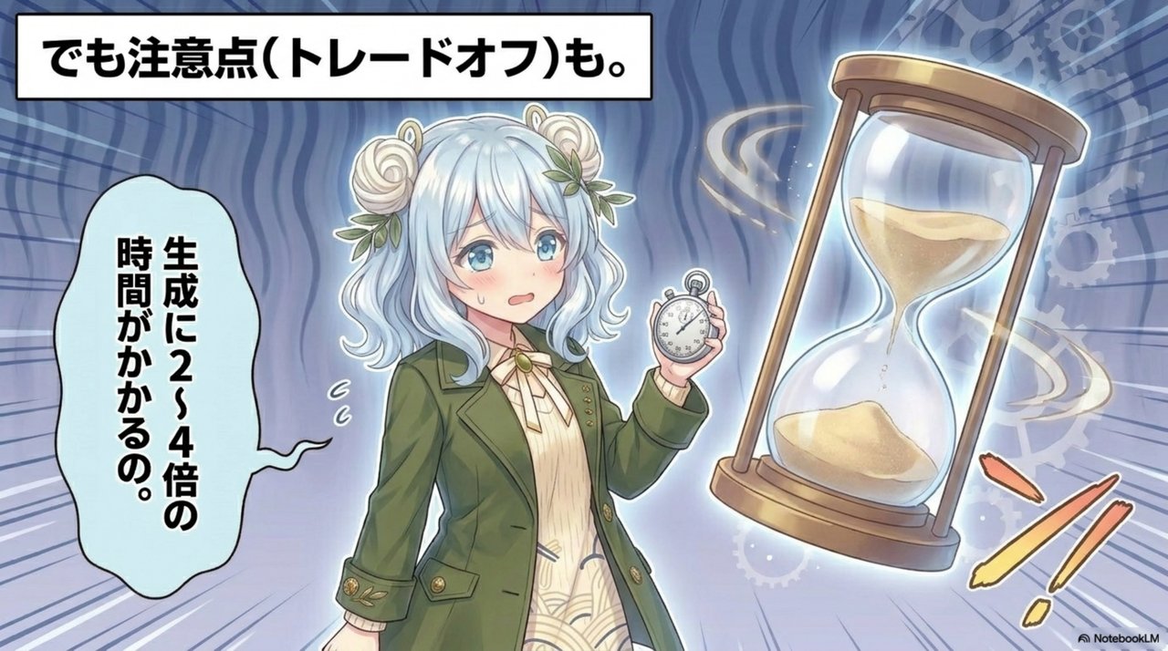 注意: 生成は2〜4倍遅い